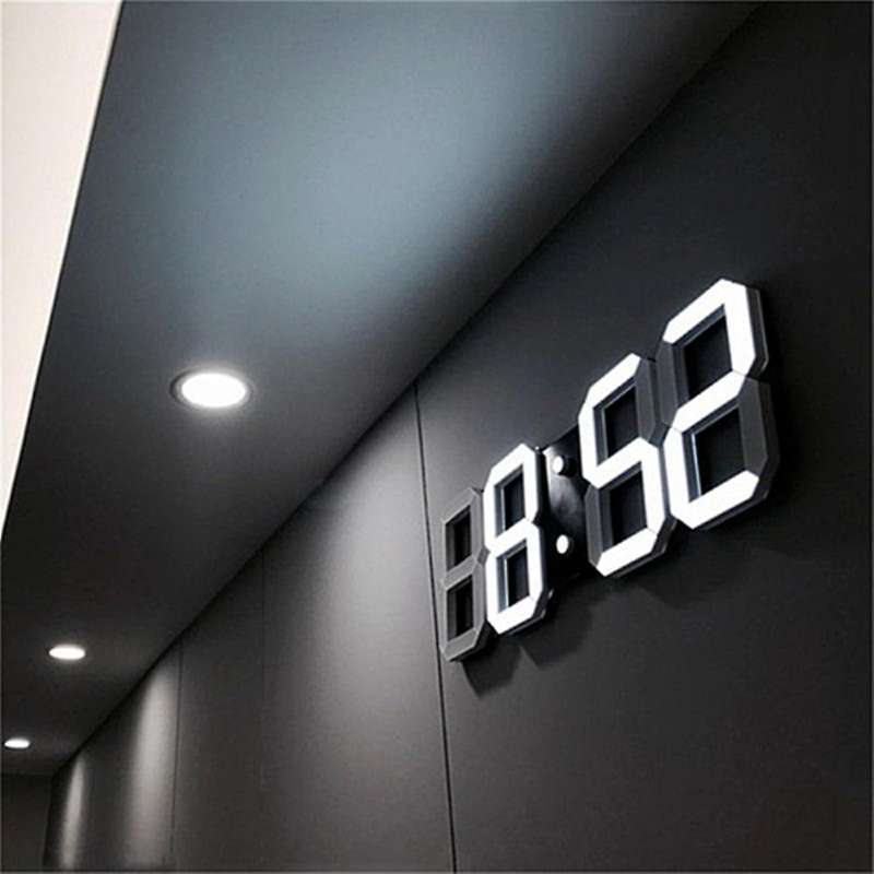 Digital 3d Led Wall/desk Clock Alarm Big Digits Brightness Usb Temperature