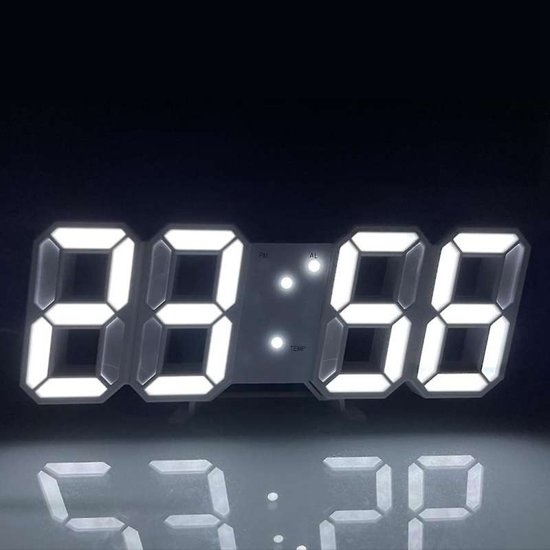 Digital 3d Led Wall/desk Clock Alarm Big Digits Brightness Usb Temperature