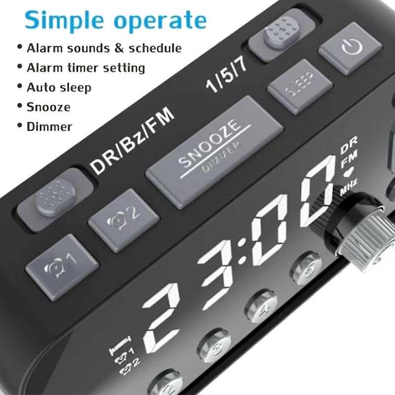 Digital Alarm Clock DAB FM Alarm Clock Radio, Dual USB Charging Port LCD Display Backlight Adjustabl