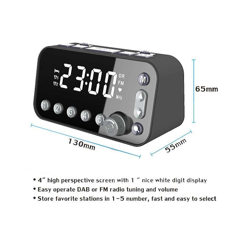 Digital Alarm Clock DAB FM Alarm Clock Radio, Dual USB Charging Port LCD Display Backlight Adjustabl