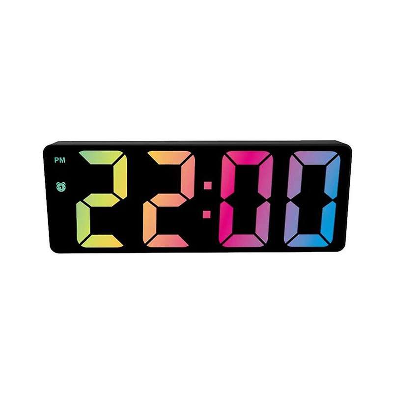 Digital Alarm Clock Colorful LED Screen Display Modern Desktop Clock LED Clocks (Black Shell Black