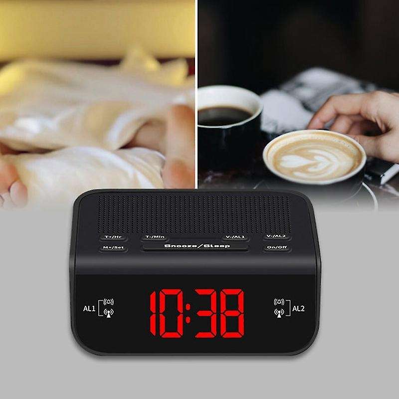 Digital Alarm Clock Fm Radio Home Decorative Desk Dual Alarm Snooze Sleep Function Electronic Led Cl