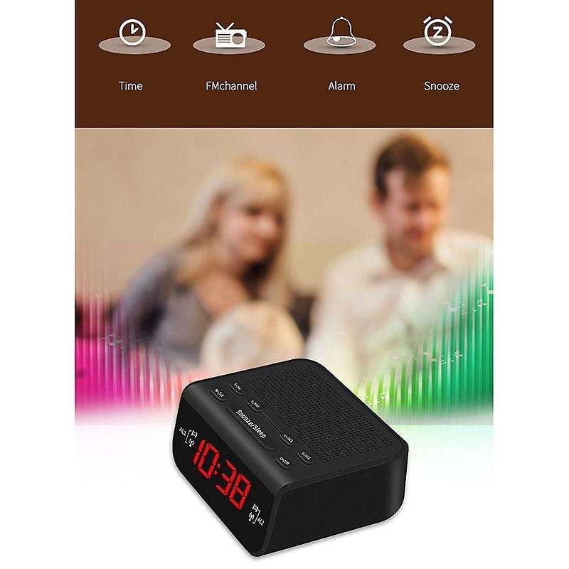 Digital Alarm Clock Fm Radio Home Decorative Desk Dual Alarm Snooze Sleep Function Electronic Led Cl