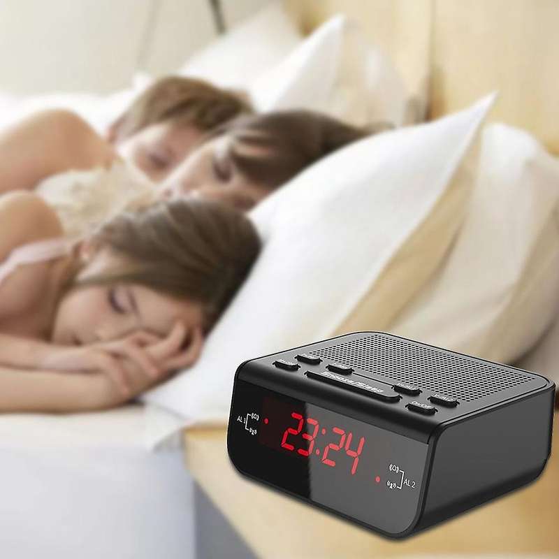 Digital Alarm Clock Fm Radio Home Decorative Desk Dual Alarm Snooze Sleep Function Electronic Led Cl
