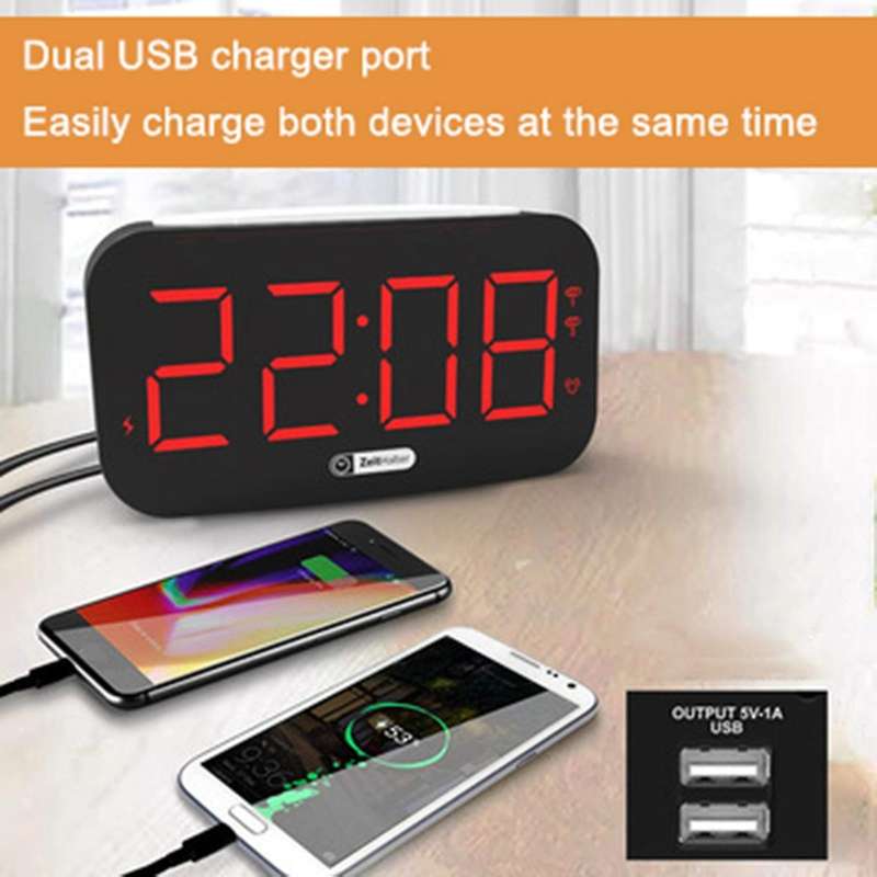 Digital Alarm Clock LED Clock with Brightness Control and Snooze Easy to Use for Bedroom Bedside Hom