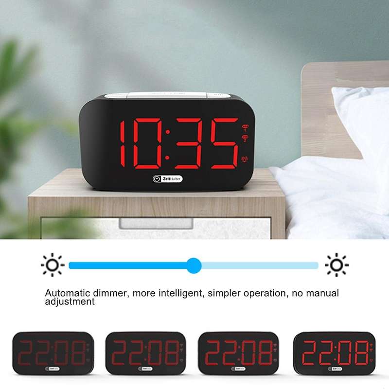 Digital Alarm Clock LED Clock with Brightness Control and Snooze Easy to Use for Bedroom Bedside Hom