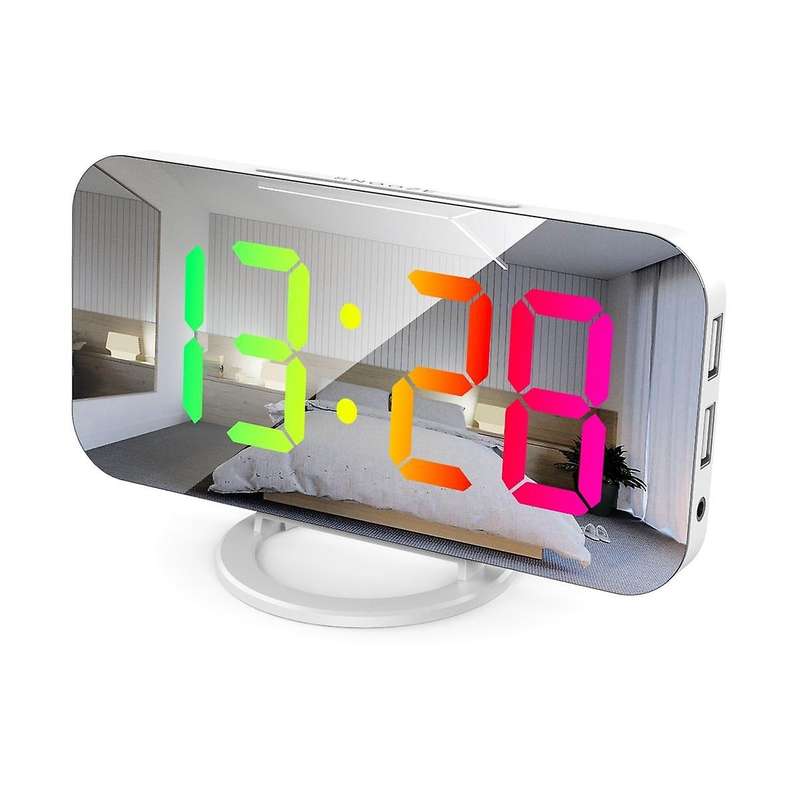Digital Alarm Clock Rgb Colorful Screen Display Smart Mirror Alarm Clock Date Display for Room Decor
