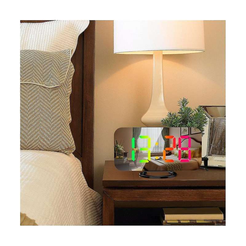 Digital Alarm Clock Rgb Colorful Screen Display Smart Mirror Alarm Clock Date Display for Room Decor