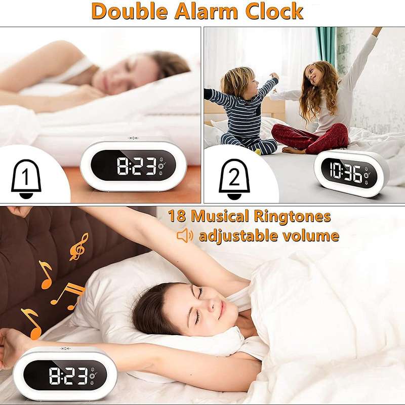 Digital Alarm Clock Night Light Alarm Clock for Bedroom, Snooze Function Smart Alarm Clocks for Heav