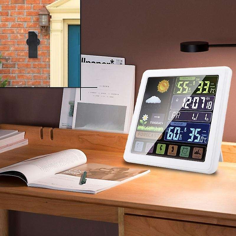 Digital Alarm Clock Weather Station with High Definition Touchscreen Display Indoor Thermometer Hygr