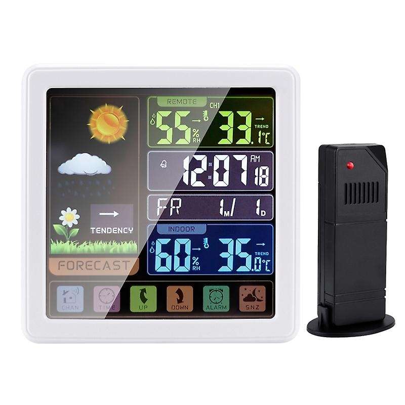 Digital Alarm Clock Weather Station with High Definition Touchscreen Display Indoor Thermometer Hygr