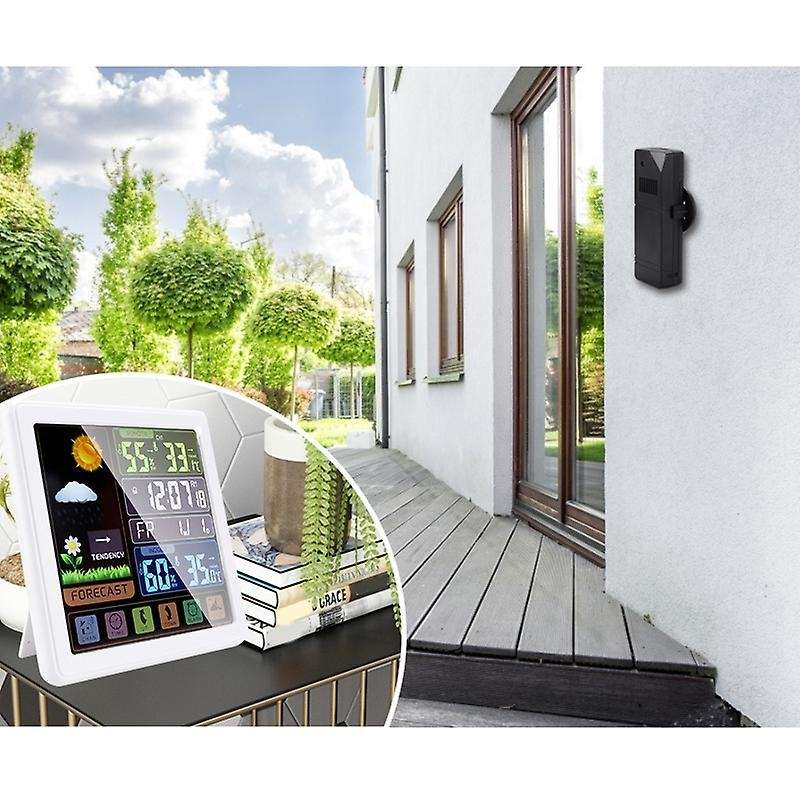 Digital Alarm Clock Weather Station with High Definition Touchscreen Display Indoor Thermometer Hygr