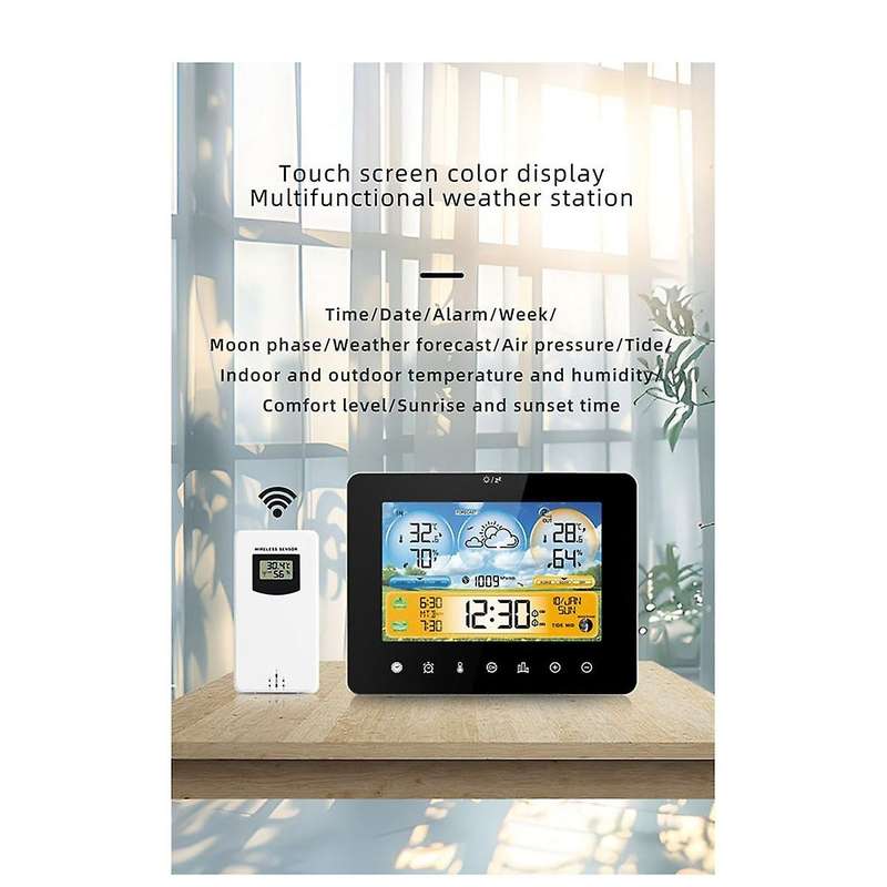 Digital Atomic Alarm Clock,HD Color Display Clocks for Bedrooms with Indoor Temperature and Humidit