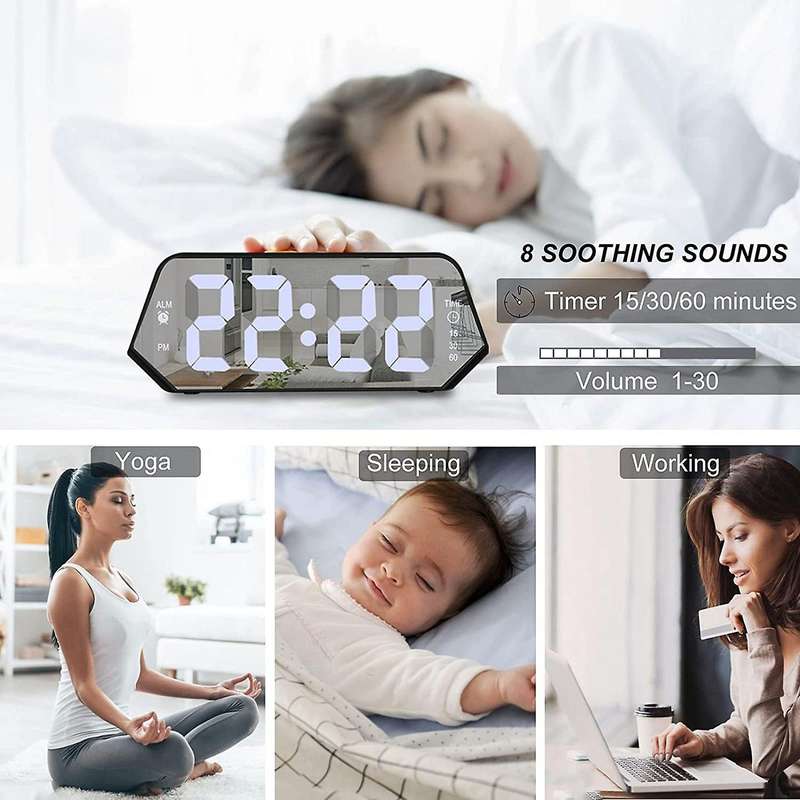 Digital Alarm Clock, Digital Clock Large Display with Sound Machine ,for Bedroom Living Room