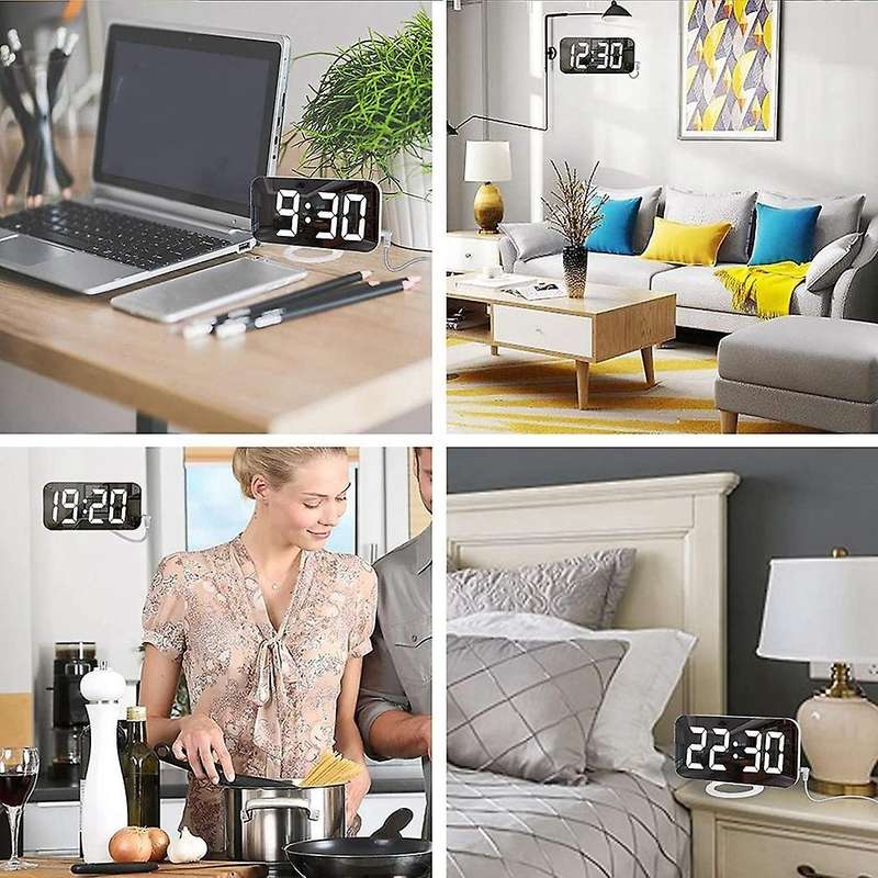 Digital Alarm Clock, LED Alarm Clock, Automatic Brightness Adjustment, Easy-To-Set Desk Clock for t