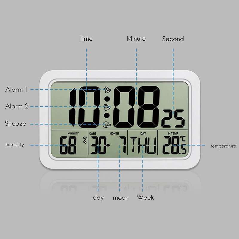 Digital Desktop Clock, Electronic Digital Alarm Clocks for Bedroom Home Decor,with Time/Calendar/Tem