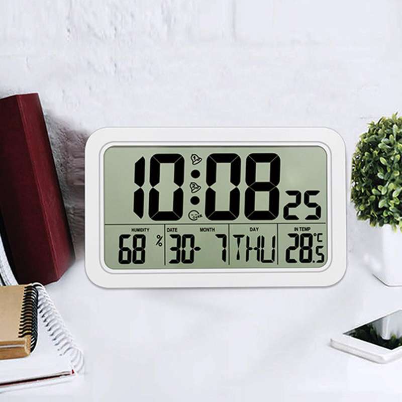 Digital Desktop Clock, Electronic Digital Alarm Clocks for Bedroom Home Decor,with Time/Calendar/Tem