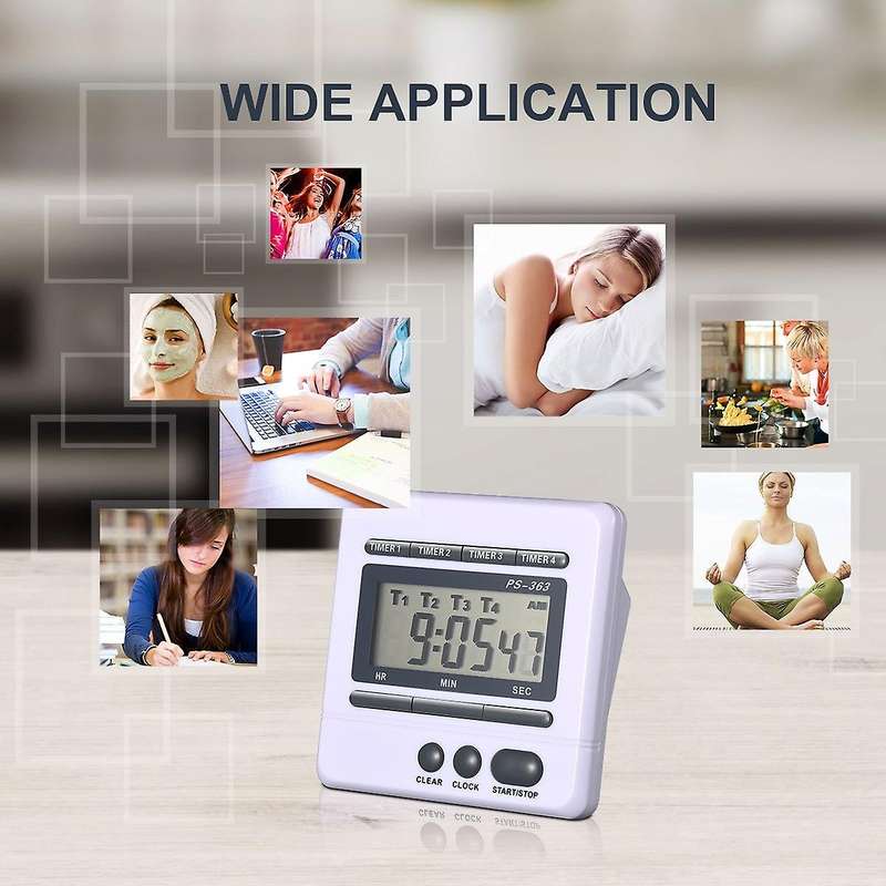 Digital Countdown Timer 4 Channel Count Up Down Kitchen Cooking Timer Clock