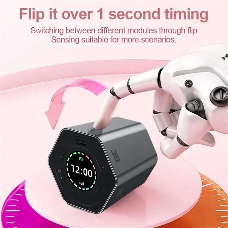 Digital Clock Timer Magnetic Timer Kitchen Hexagon Flip Timer for Studying Cooking Exercising Easy t