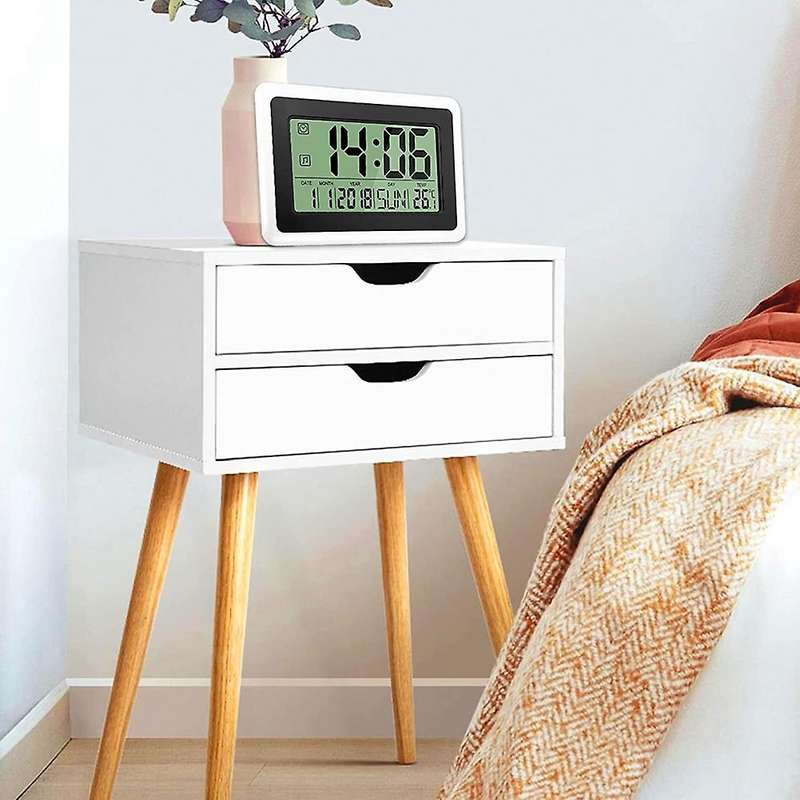 Digital Clock with Calendar & Temperature, Lcd Screen with Extra Digits, Easy to Read and Set