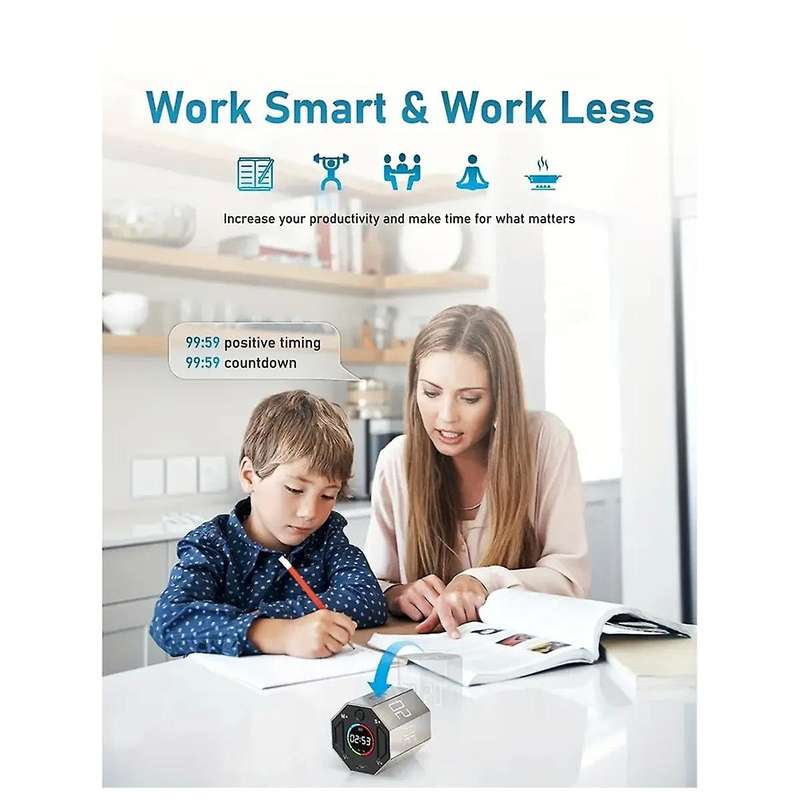 Digital Desk Cube Timer Digital LED Alarm Clock USB Electronic Countdown Stopwatch Magnetic Timer