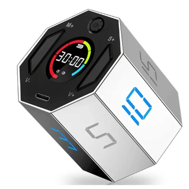 Digital Desk Cube Timer Digital LED Alarm Clock USB Electronic Countdown Stopwatch Magnetic Timer
