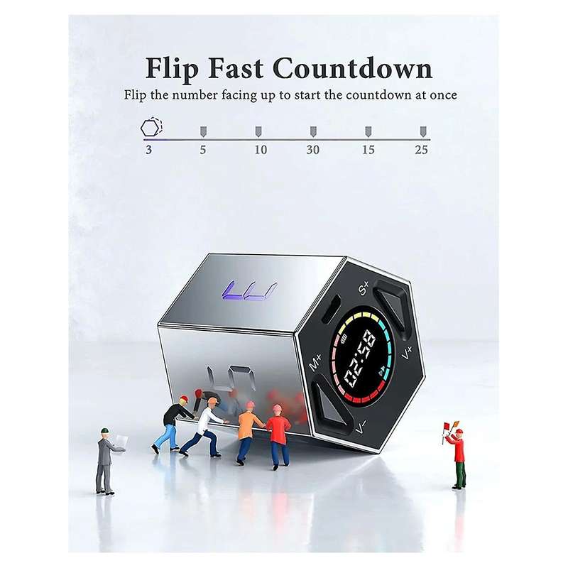 Digital Desk Cube Timer Digital LED Alarm Clock USB Electronic Countdown Stopwatch Magnetic Timer