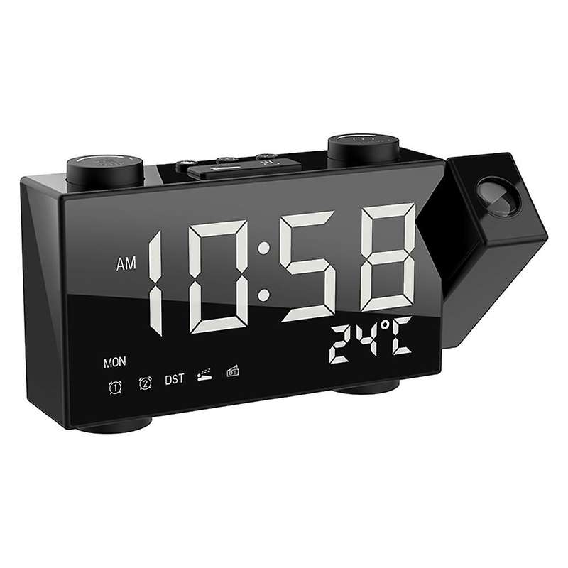 Digital FM Projection Radio Alarm Clock USB Power Supplies LED Thermometer Clock