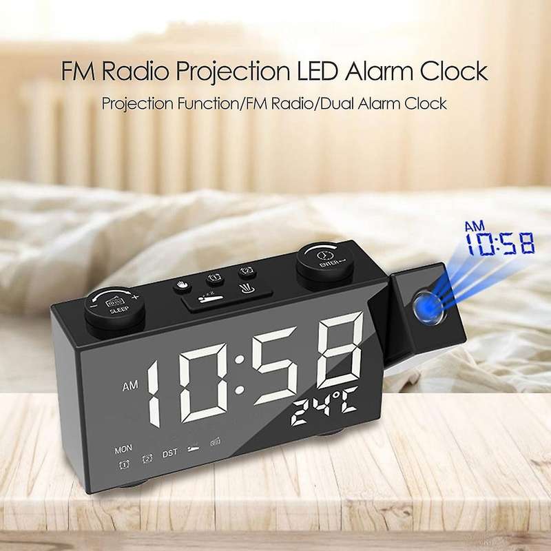 Digital FM Projection Radio Alarm Clock USB Power Supplies LED Thermometer Clock