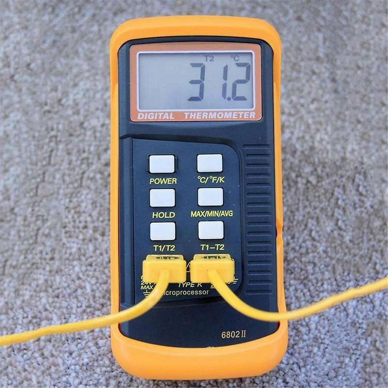Digital K Type Thermocouple Thermometer(-50-1300C) Dual Channel, 2 Thermometer Pipe Clamp and 2 Se