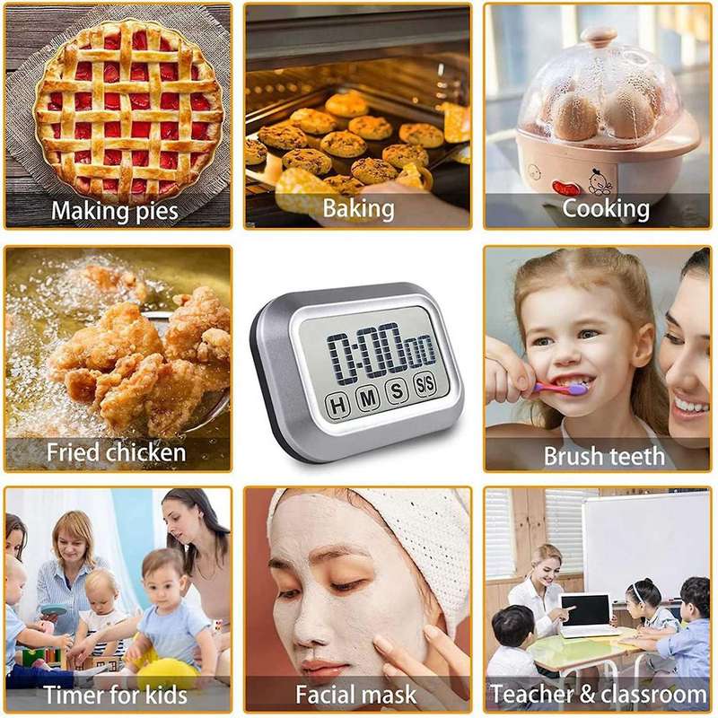 Digital Kitchen Timer Press Screen for Cooking,Magnetic Countdown Count Up Timer,LED Display Large D