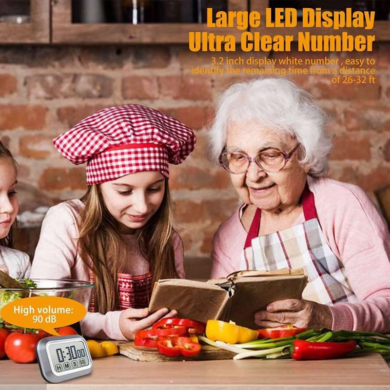 Digital Kitchen Timer Press Screen for Cooking,Magnetic Countdown Count Up Timer,LED Display Large D