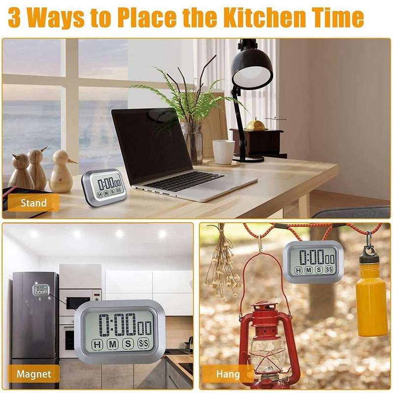 Digital Kitchen Timer Press Screen for Cooking,Magnetic Countdown Count Up Timer,LED Display Large D
