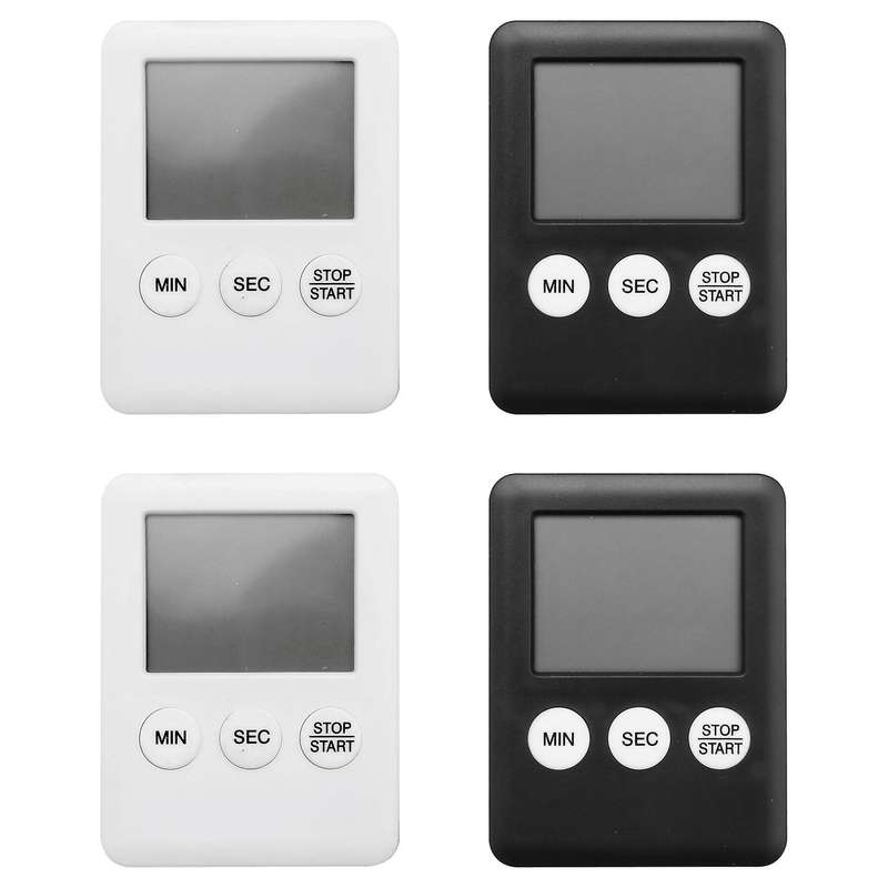 Digital Kitchen Timer, 4 Pieces Kitchen Alarm Clock with Alarm Reminder Function, Timer Magnetic Eg