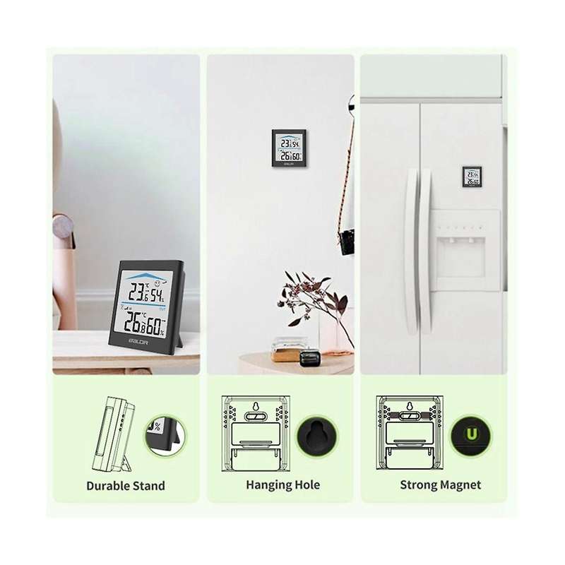 Digital Lcd Weather Station Indoor Outdoor Trend Hygrometer Thermometer Wireless Remote Sensor Moti
