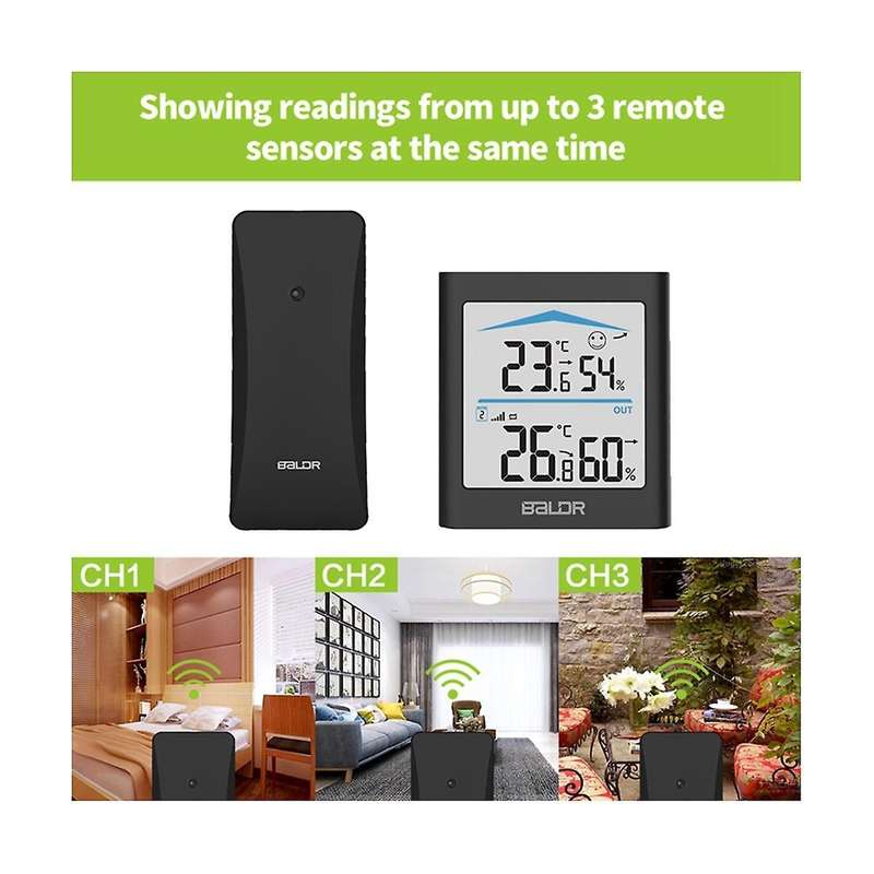 Digital Lcd Weather Station Indoor Outdoor Trend Hygrometer Thermometer Wireless Remote Sensor Moti