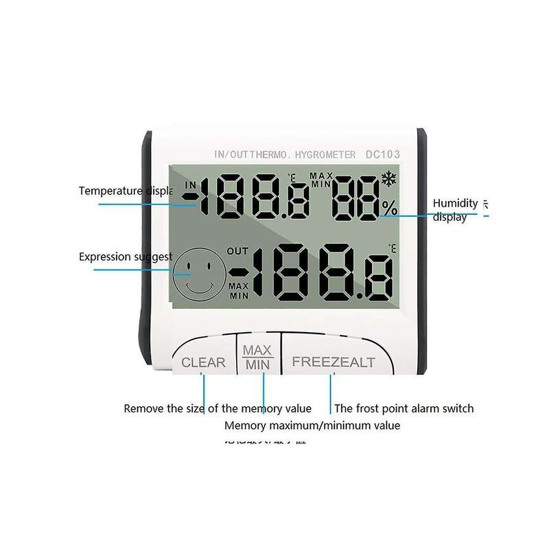 Digital Lcd Thermometer Hygrometer Indoor Mini Temperature Humidity Meter Sensor with Probe Frost A