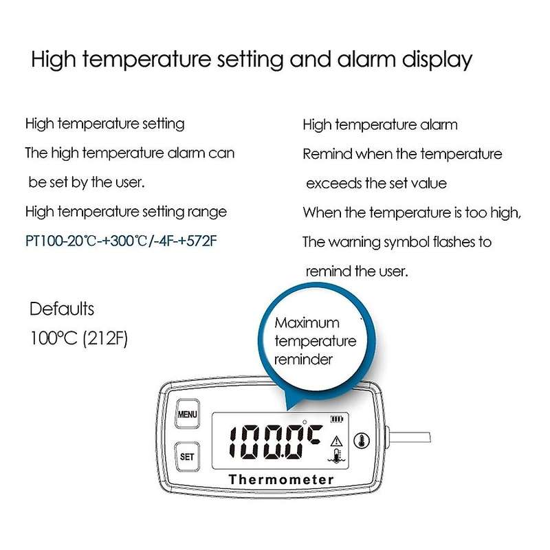 Digital LCD Engine Temperature GaugeOver-Temperature Alert,Green Backlight Display,for Generator Mot