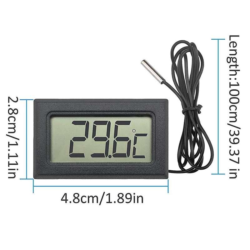 Digital LCD Thermometer -50C - +110C Temperature Monitor with 1M NTC Probe for Fridge, Freezer, F