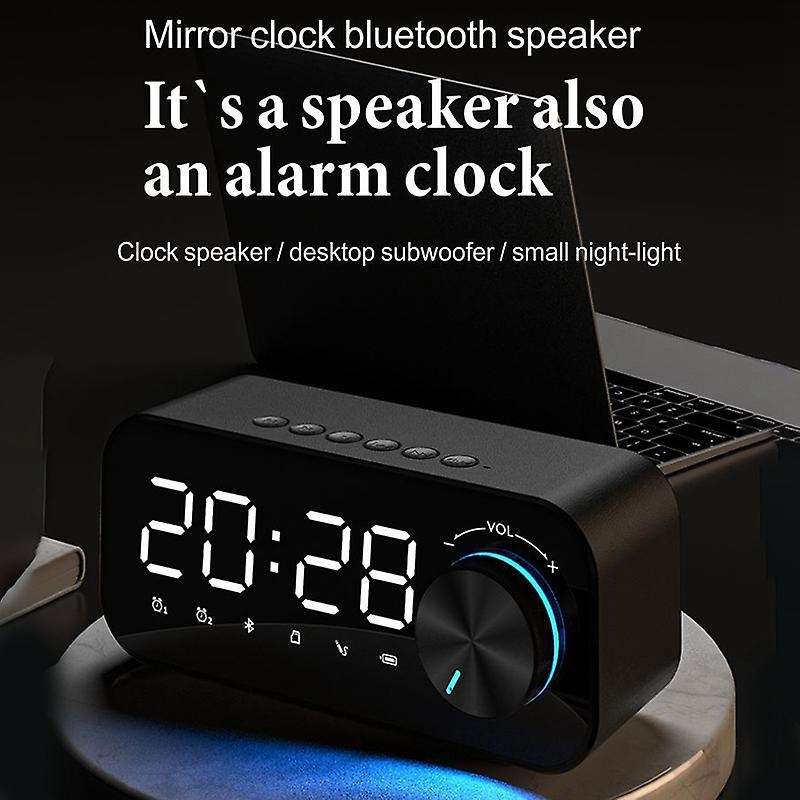 Digital Mirror Alarm Clock LED Display Music Player Radio Table Clock Outdoor Wireless Bluetooth Spe