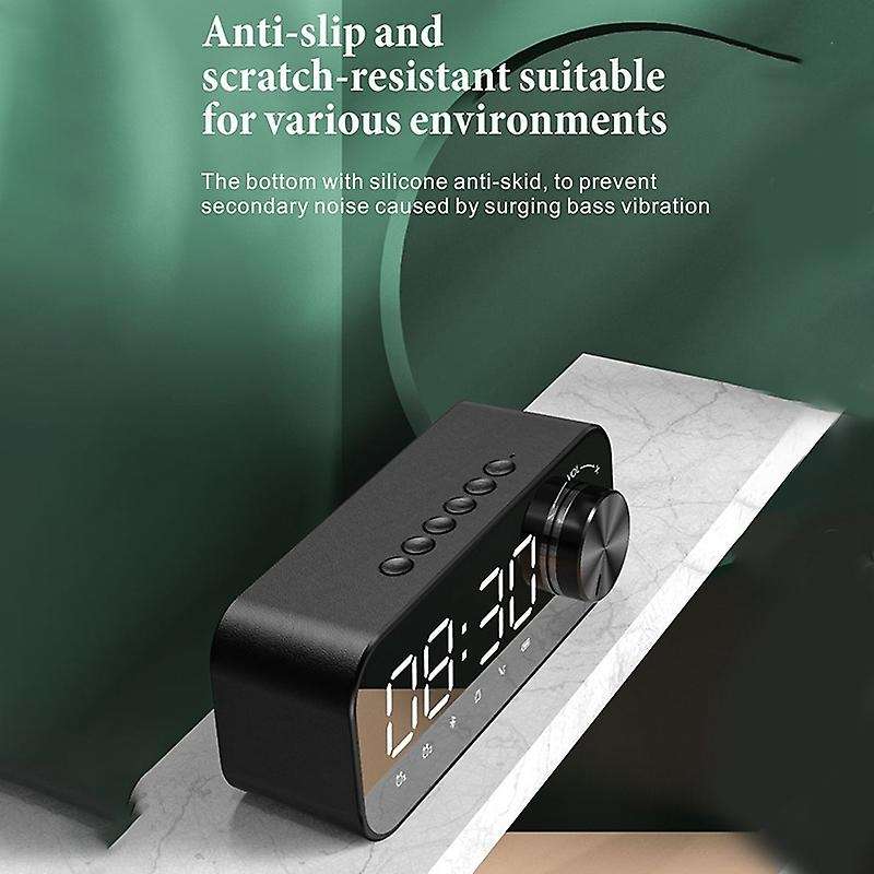 Digital Mirror Alarm Clock LED Display Music Player Radio Table Clock Outdoor Wireless Bluetooth Spe