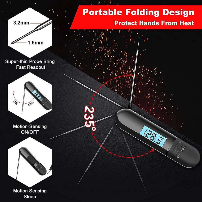 Digital Meat Thermometer for Cooking,Instant Read Food Thermometer with Rotatable Backlit LCD Scree