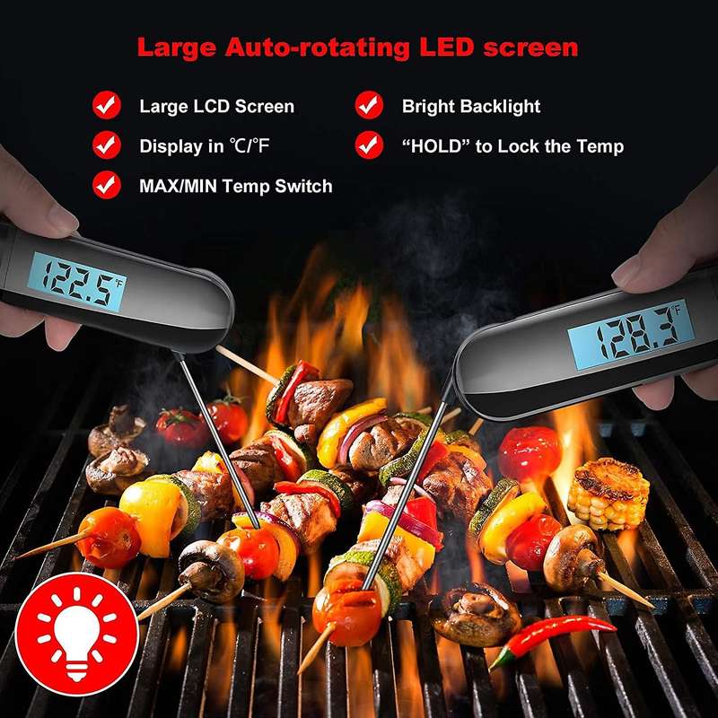 Digital Meat Thermometer for Cooking,Instant Read Food Thermometer with Rotatable Backlit LCD Scree