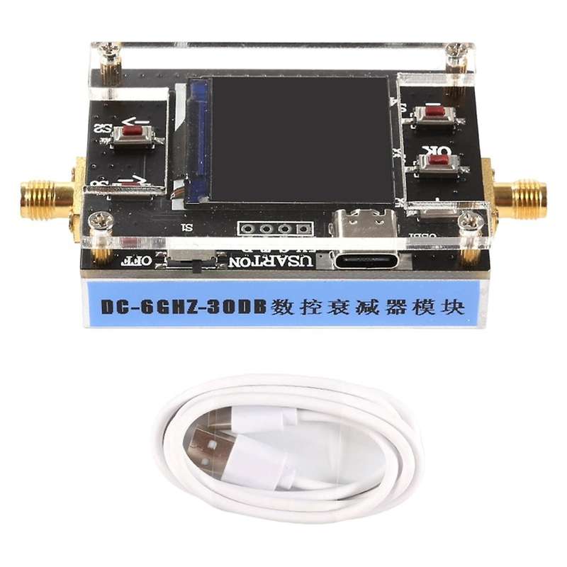Digital Programmable RF Attenuator Module TYPE-C Type 6G 30DB TFT Display CNC Housing Support Commu