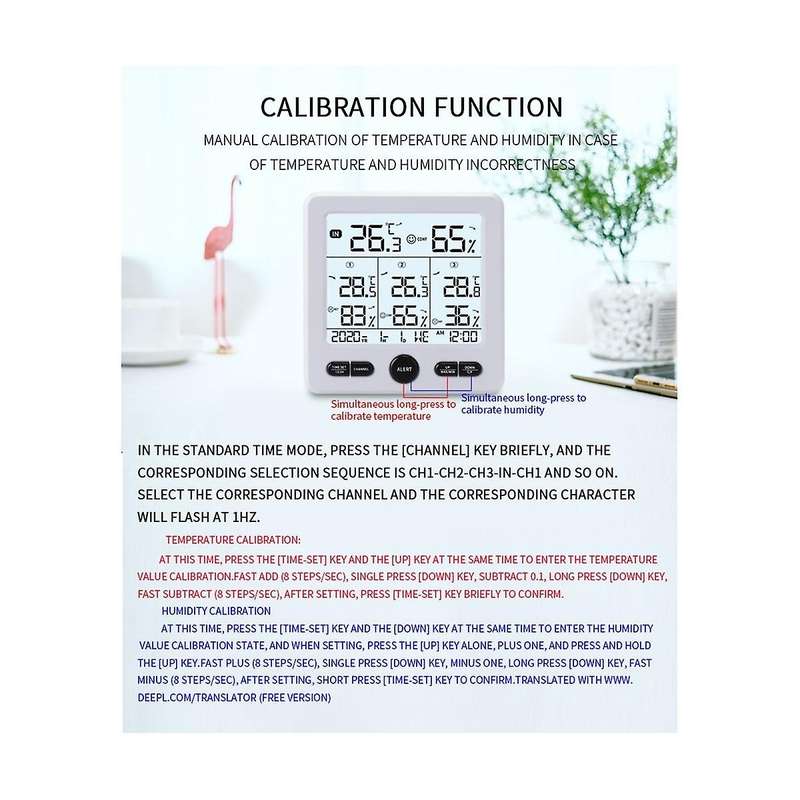 Digital Thermometer Hygrometer Indoor Outdoor Temperature Humidity Measuring with Wireless Sensor W
