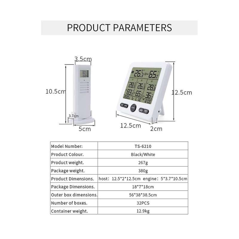 Digital Thermometer Hygrometer Indoor Outdoor Temperature Humidity Measuring with Wireless Sensor W