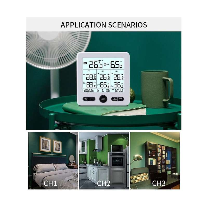 Digital Thermometer Hygrometer Indoor Outdoor Temperature Humidity Measuring with Wireless Sensor W