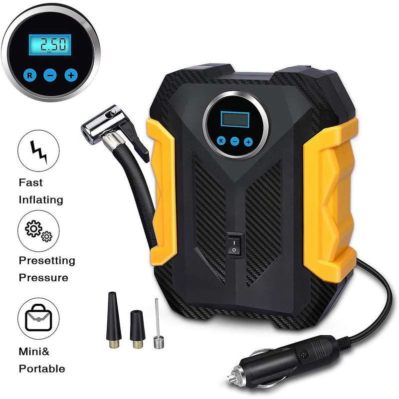 Digital Tire Inflator DC 12V Car Portable Air Pump,22 Cylinder 150 PSI LED Air Compressor for Car Bi