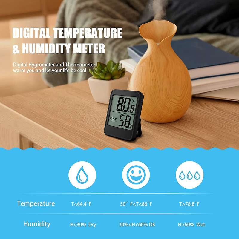 Digital Thermometer, Humidity Gauge, Mini Size Indoor Room Hygrometer with Temperature Humidity Moni