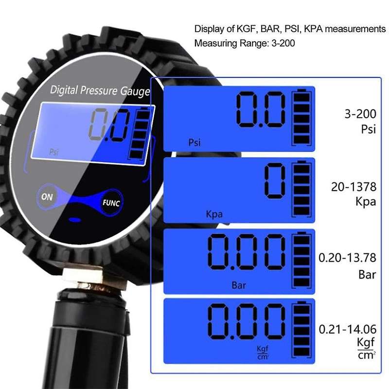 Digital Tire Inflator with Pressure Gauge,200PSI American Air Chuck Heavy Duty Air Compressor Access